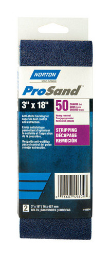 Norton - 7660702231 - ProSand 18 in. L x 3 in. W Zirconia Alumina Cloth Portable Sanding Belt 50 Grit Coarse - 2/Pack
