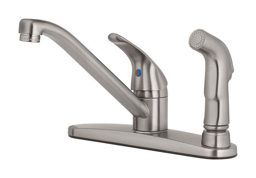 OakBrook - 67210-2404 - Essentials One Handle Brushed Nickel Kitchen Faucet Side Sprayer Included