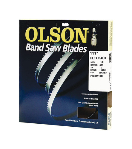 Olson Saw - FB23111DB - 111 in. L x 1/2 in. W x 0.025 in. thick Carbon Steel Band Saw Blade 3 TPI Hook teeth - 1/Pack