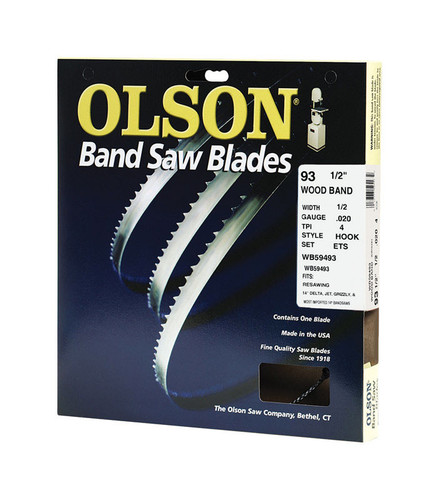 Olson Saw - WB59493DB - 93 in. L x 1/2 in. W x 0.02 in. thick Carbon Steel Band Saw Blade 4 TPI Hook teeth - 1/Pack