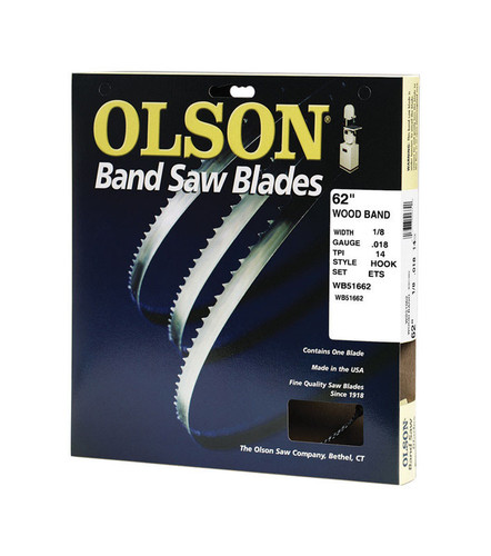 Olson Saw - WB51662DB - 62 in. L x 0.1 in. W x 0.02 in. thick Carbon Steel Band Saw Blade 14 TPI Hook teeth - 1/Pack
