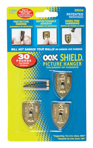 OOK - 55004 - Shield Picture Hanger 30 lb. - 3/Pack