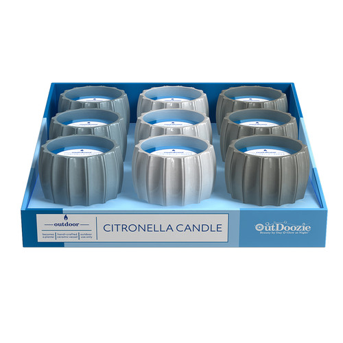 OutDoozie - CC00274N-4XQ - Ceramic Assorted 4 in. H Contour Citronella Candle