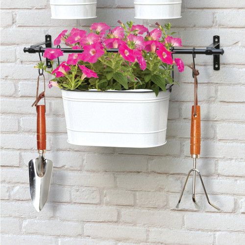 Panacea - 82632 - 7.5 in. H x 13.625 in. W x 7.25 in. D Metal Vintage Milkhouse Tub Wall Planter Kit White