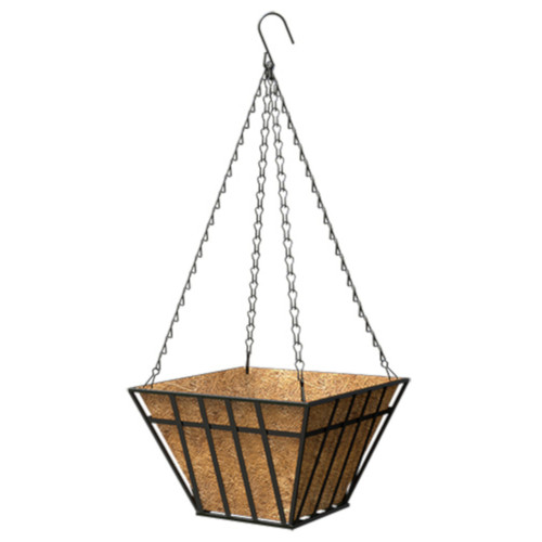 Panacea - 87811 - 9 in. H x 14 in. W x 14 in. D Steel English Wide Band Hanging Basket Black/Brown