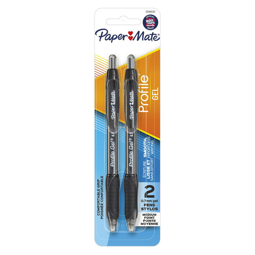 Paper Mate - 2096535 - Profile Gel Black Retractable Gel Pen - 2/Pack