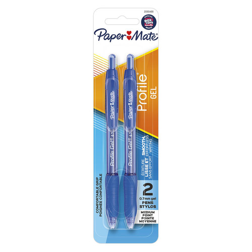 Paper Mate - 2095466 - Profile Gel Blue Retractable Gel Pen - 2/Pack