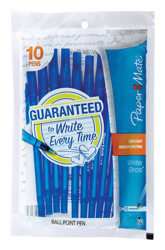 Paper Mate - 9313499C - Write Bros Blue Ball Point Pen - 10/Pack