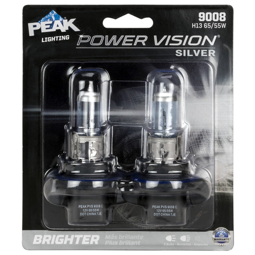 Peak - 9008PVS-2BPP - Power Vision Silver Halogen High/Low Beam Automotive Bulb 9008