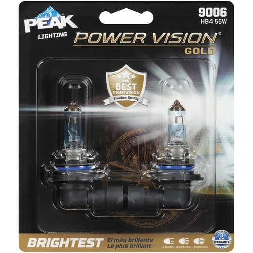 Peak - 9006PVG-2BPP - Power Vision Gold Halogen High/Low Beam Automotive Bulb HB4 55W