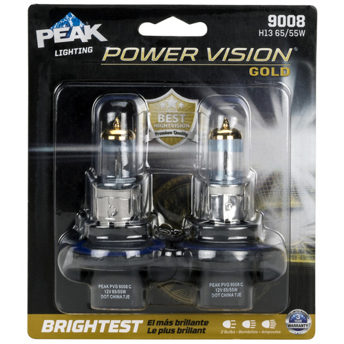 Peak - 9008PVG-2BPP - Power Vision Gold Halogen High/Low Beam Automotive Bulb 9008 H13 65/55W