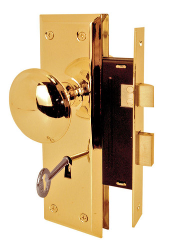 Prime-Line - E2293 - Security Bright Brass Mortise Lockset Grade 1 1-3/4 in.