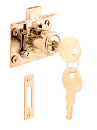 Prime-Line - U10666 - Bright Brass Gold Steel Cabinet/Drawer Lock