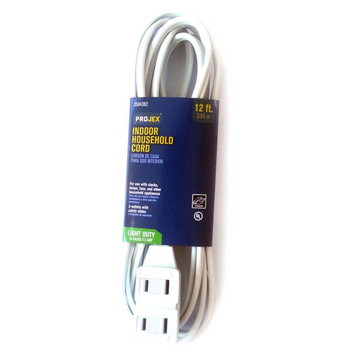 PROJEX - IN162PT212WHP - Indoor 12 ft. L White Extension Cord 16/2 SPT-2