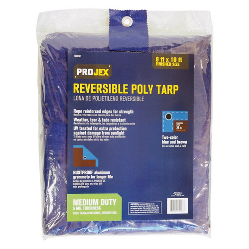 PROJEX - PROJBB810 - 10 ft. W x 8 ft. L Medium Duty Polyethylene Tarp Blue/Brown