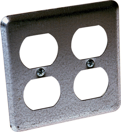 Raco - 873 - Square Steel 2 gang Box Cover For 2 Duplex Receptacles