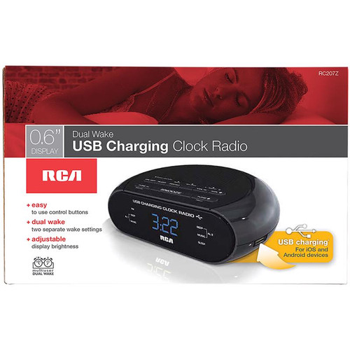 RCA - RC207Z - Black USB Clock Radio Digital Plug-In