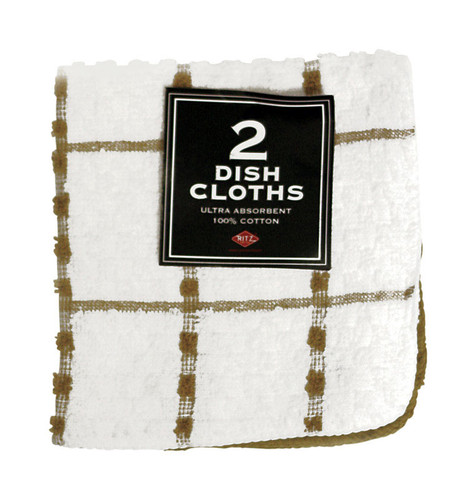 Ritz - 27578 - Biscotti Cotton Check/Solid Dish Cloth - 2/Pack