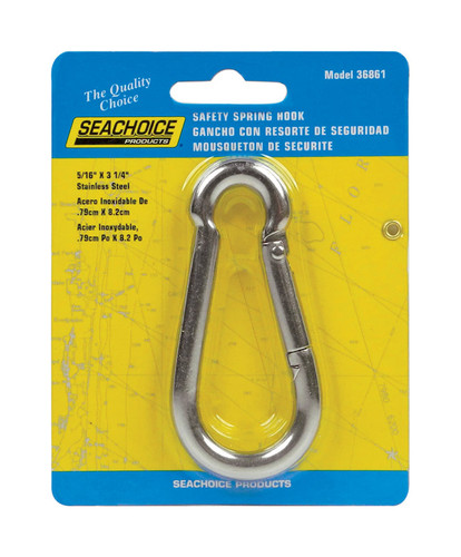 Seachoice - 36861 - Stainless Steel 3-1/4 in. L x 5/16 in. W Safety Spring Hook - 1/Pack