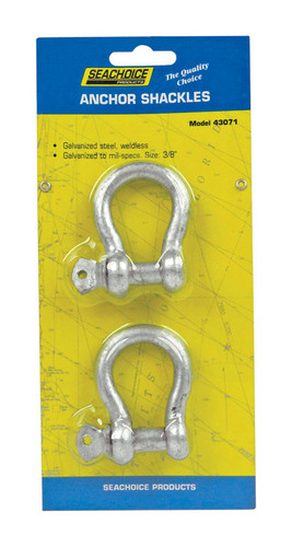 Seachoice - 43071 - Galvanized Steel 11.5 in. L x 3/8 in. W Shackle - 2/Pack