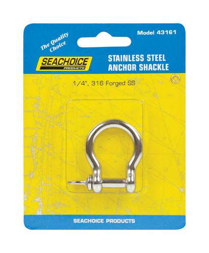 Seachoice - 43161 - Polished Stainless Steel 1 in. L x 1/4 in. W Shackle - 1/Pack