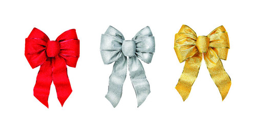 Seasons - 6166 - Holiday Trims Silver, Red, Gold Assortment Christmas Bow Miscellaneous Indoor Christmas Decor