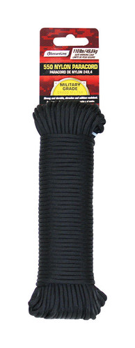 SecureLine - NPC5503210B - 5/32 in. Dia. x 100 ft. L Black Braided Nylon Paracord