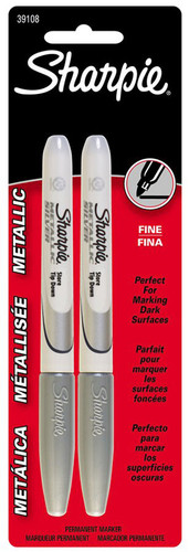 Sharpie - 39108 - Metallic Silver Fine Tip Permanent Marker - 2/Pack