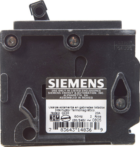 Siemens - Q220 - 20 amps Double Pole 2 Circuit Breaker