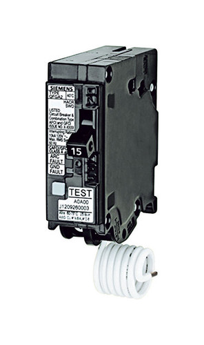 Siemens - Q115DF - 15 amps Dual Function Single Pole Circuit Breaker