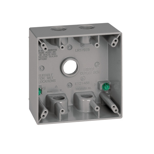 Sigma Electric - 14351-5 - 4-1/2 in. Square Metallic 2 gang Outlet Box Gray