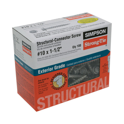 Simpson Strong-Tie - SD10112R100 - Strong-Drive No. 10 x 1-1/2 in. L Star Hex Head Connector Screw 0.8 lb. - 100/Pack