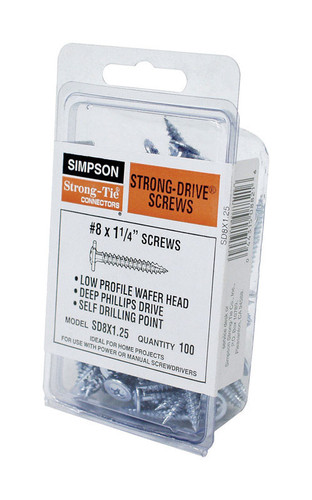 Simpson Strong-Tie - SD8X1.25-R - Strong-Drive No. 8 x 1-1/4 in. L Phillips Wafer Head Connector Screw 0.6 lb.