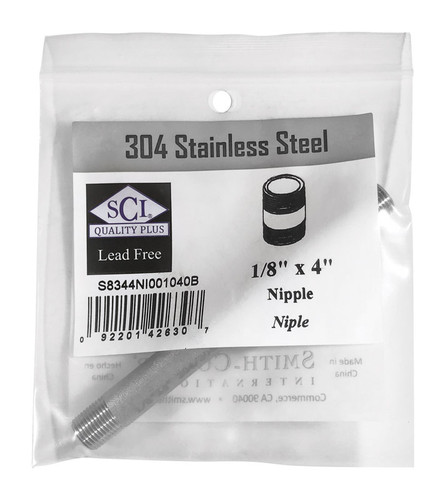 Smith-Cooper - 4632100050 - 1/8 in. MPT x 4 in. L Stainless Steel Nipple