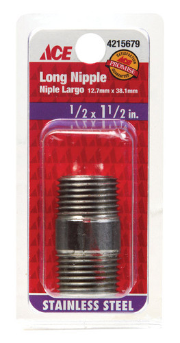 Smith-Cooper - 4632101010 - 1/2 in. MPT x 1-1/2 in. L Stainless Steel Nipple