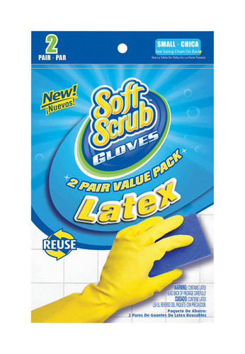 Soft Scrub - 12321-26 - Latex Cleaning Gloves S Yellow 2 pair