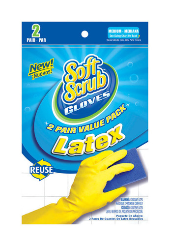 Soft Scrub - 12322-26 - Latex Cleaning Gloves M Yellow 2 pair