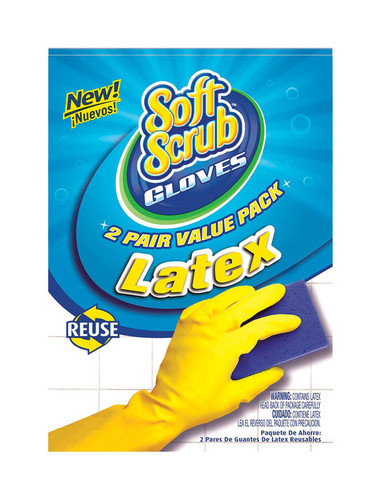 Soft Scrub - 12324-26 - Latex Cleaning Gloves XL Yellow 2 pair