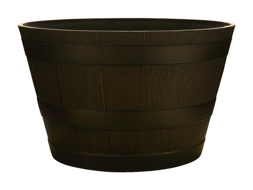 Southern Patio - HDR-483903 - 12.2 in. H x 20.5 in. W x 20.5 in. D Resin Whiskey Barrel Planter Brown