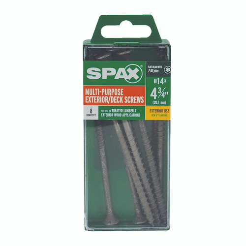Spax - 4191670601202 - No. 14 x 4-3/4 in. L Star Flat Head Deck Screws - 8/Pack