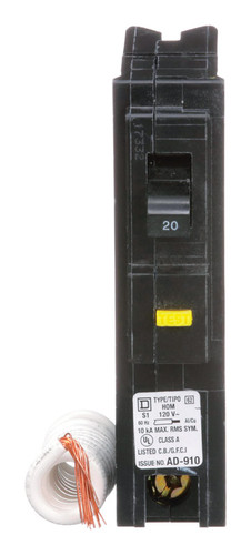 Square D - HOM120GFICP - HomeLine 20 amps Surge Single Pole Circuit Breaker