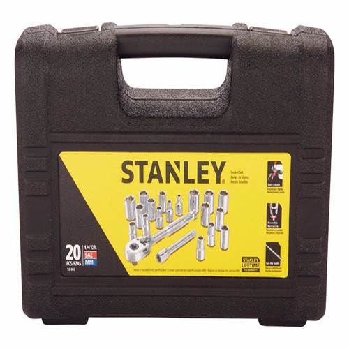 Stanley - 92-802 - Assorted in. x 1/4 in. drive SAE 6 Point Socket Set 20/pc.