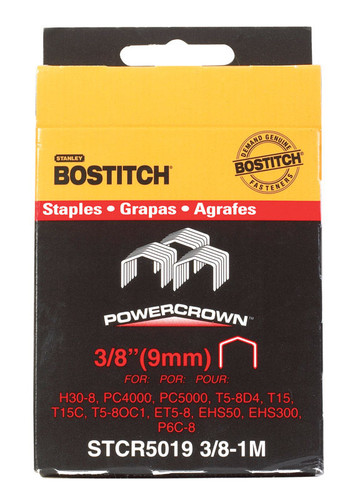 Stanley Bostitch - STCR50193/8-1M - PowerCrown 7/16 in. W x 3/8 in. L 18 Ga. Wide Crown Staples - 1000/Pack