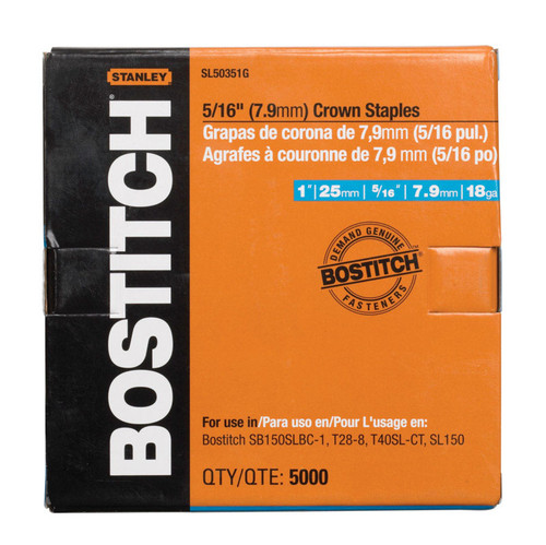 Stanley Bostitch - SL50351G - 5/16 in. W x 1 in. L 18 Ga. Narrow Crown Staples - 5000/Pack