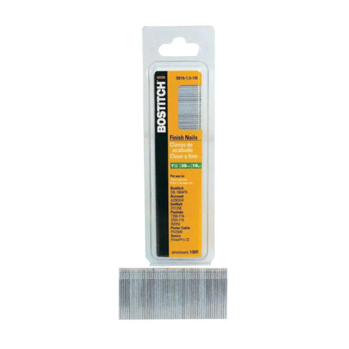 Stanley Bostitch - SB16-1.5-1M - 1-1/2 in. 16 Ga. Straight Strip Finish Nails Smooth Shank 1,000/Pack