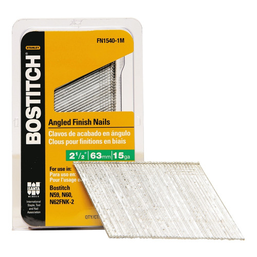 Stanley Bostitch - FN1540-1M - 2-1/2 in. 15 Ga. Angled Strip Finish Nails Smooth Shank 1,000/Pack