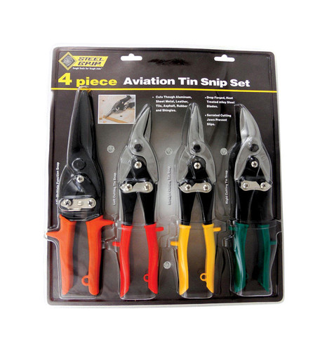 Steel Grip - DR65476 - 10 in. Stainless Steel Curved Or Straight Aviation Snips - 4/Pack