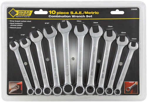 Steel Grip - 2265858 - Multiple x Multiple in. L Metric and SAE Wrench Set 10/pc.