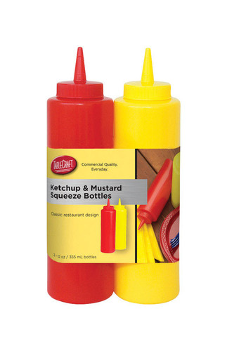Tablecraft - 112KM - Nostalgia Red/Yellow Polyethylene Ketchup and Mustard Dispensers