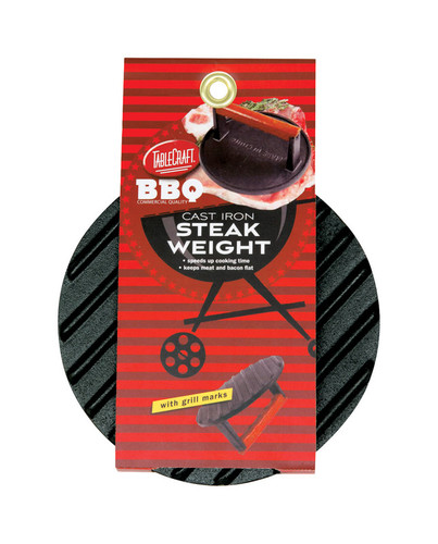 Tablecraft - BBQ3015 - BBQ 7 in. W Gray Cast Iron Steak Weight w/Handle